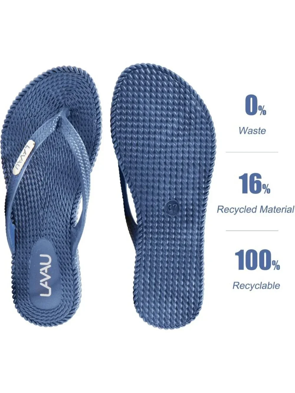 Women's Navy Waterproof Non Slip Flat Thong Sandals For Shower Beach and Pool